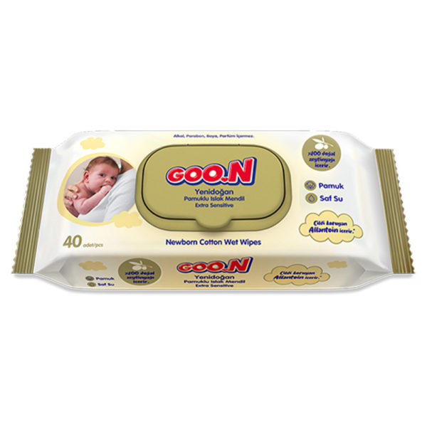 Goo.N Extra Sensitive Newborn мокри кърпи с маслиново масло 40 бр.