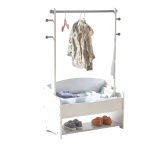 Дървена Стойка за Детски Дрехи, Етажерка с Рафтове за Съхранение - WHITE/GREY - Image 13