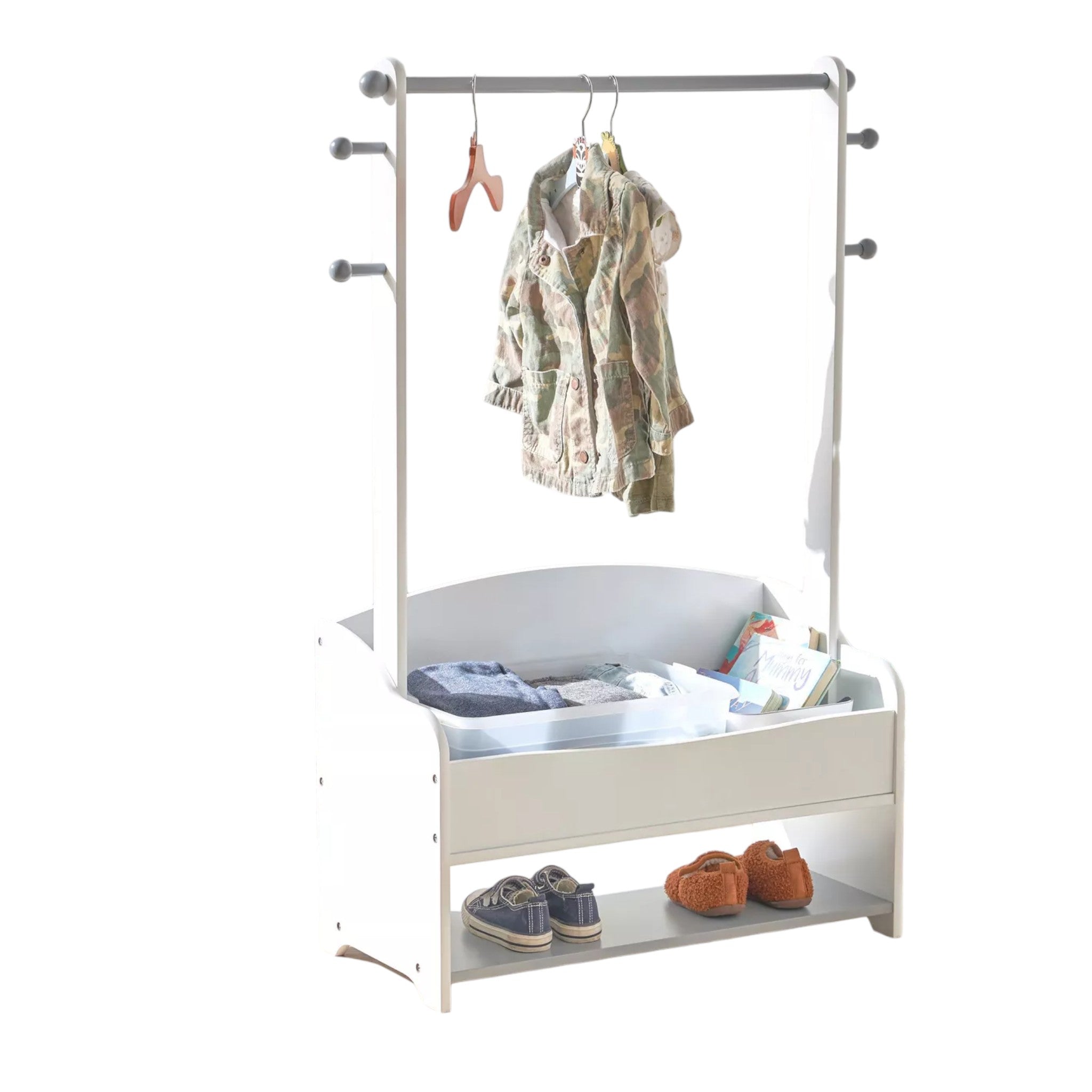 164650741-164650741-HC20062022_01-2100-Photoroom Дървена Стойка за Детски Дрехи, Етажерка с Рафтове за Съхранение - WHITE/GREY - Image 13