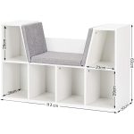 3 в 1 Детска Етажерка, Библиотека и Пейка, 6 Отделения за Съхранение на Играчки и Книжки, Подарък за 3+ години - Image 20