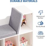 3 в 1 Детска Етажерка, Библиотека и Пейка, 6 Отделения за Съхранение на Играчки и Книжки, Подарък за 3+ години - Image 17