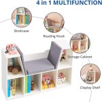 3 в 1 Детска Етажерка, Библиотека и Пейка, 6 Отделения за Съхранение на Играчки и Книжки, Подарък за 3+ години - Image 7