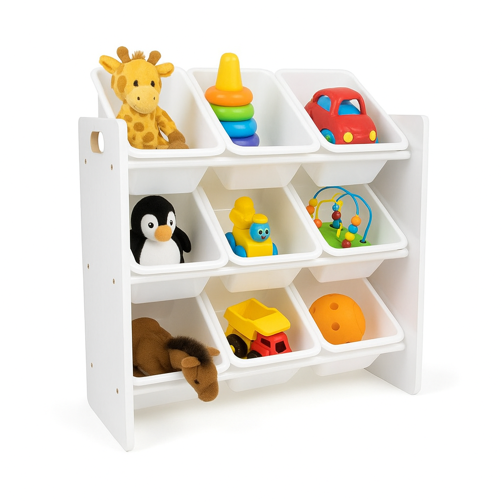 DETSKI-ORGANIZER-ZA-IGRACHKI Етажерка за играчки GINGER HOME с 9 Кутии за Съхранение WHITE JWTR-3006 - Image 1