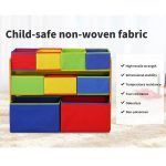 Детски Дървен Органайзер, Етажерка, Шкаф, Секция за Съхранение на Играчки и Книжки - 3 нива с 9 Текстилни Кутии - COLORS - Image 5