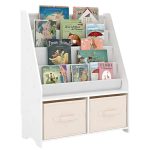Детски Дървен Органайзер 2 в 1, Етажерка за Книжки и Кутии за Съхранение на Играчки
