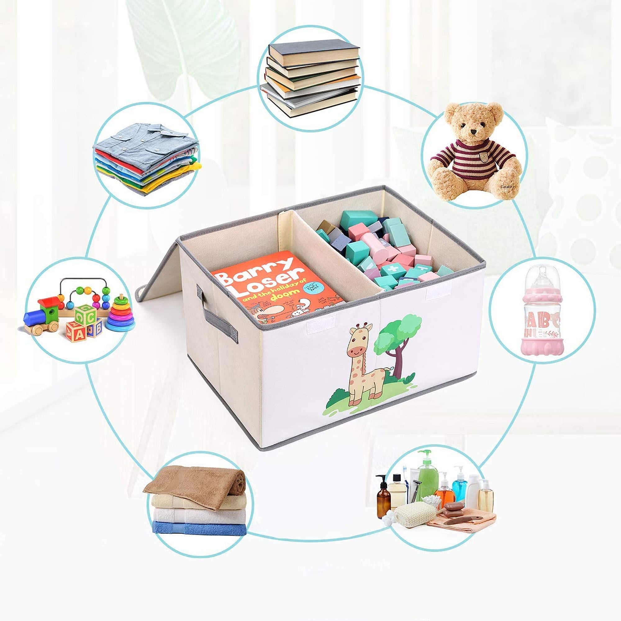 Komplekt-2-broya-Sgavaemi-Kutii-za-Sahranenie-s-Kapak-i-Drazhki-GIRAFFE-za-Igrachki-Knizhki-Drehi-SN04-1 Комплект 2 броя Сгъваеми Кутии за Съхранение с Капак и Дръжки - GIRAFFE,  за Детски Играчки, Книжки, Дрехи - Image 2