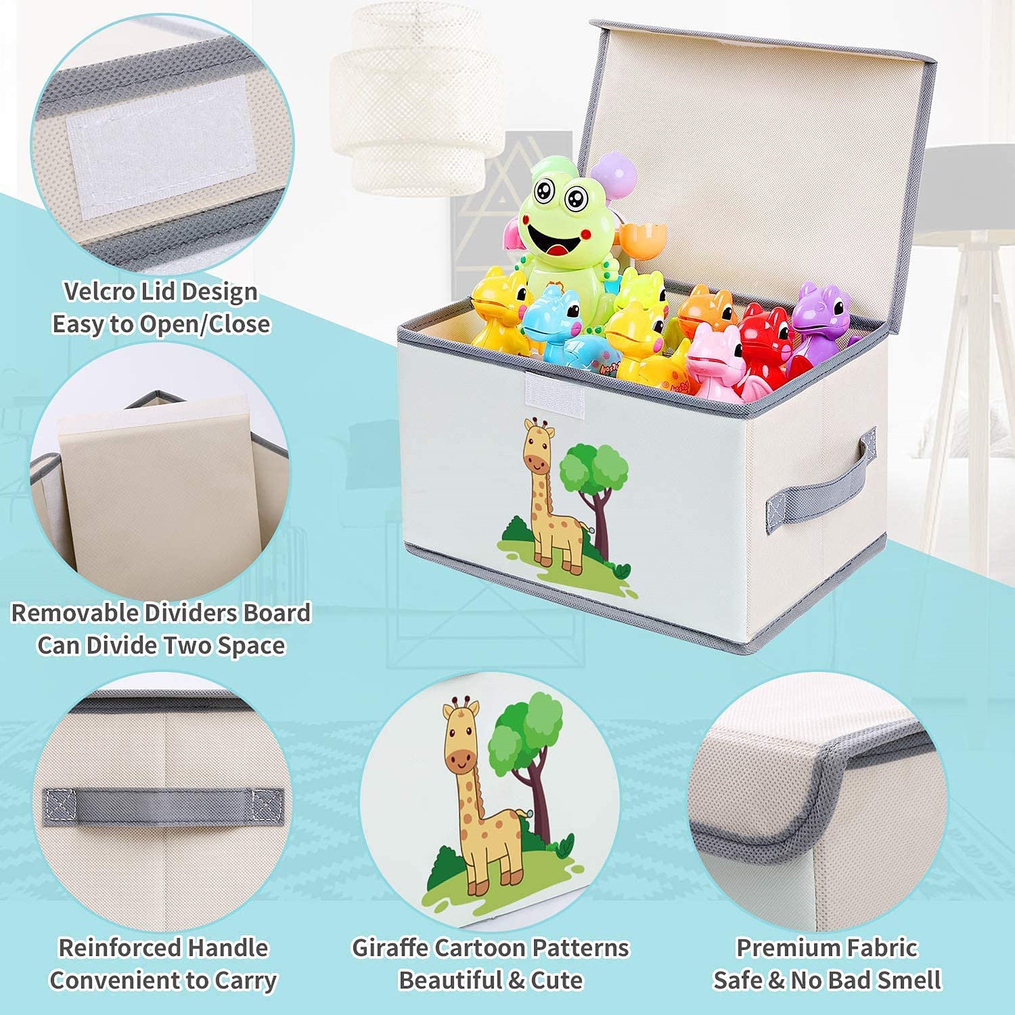Komplekt-2-broya-Sgavaemi-Kutii-za-Sahranenie-s-Kapak-i-Drazhki-GIRAFFE-za-Igrachki-Knizhki-Drehi-SN04-2 Комплект 2 броя Сгъваеми Кутии за Съхранение с Капак и Дръжки - GIRAFFE,  за Детски Играчки, Книжки, Дрехи - Image 4