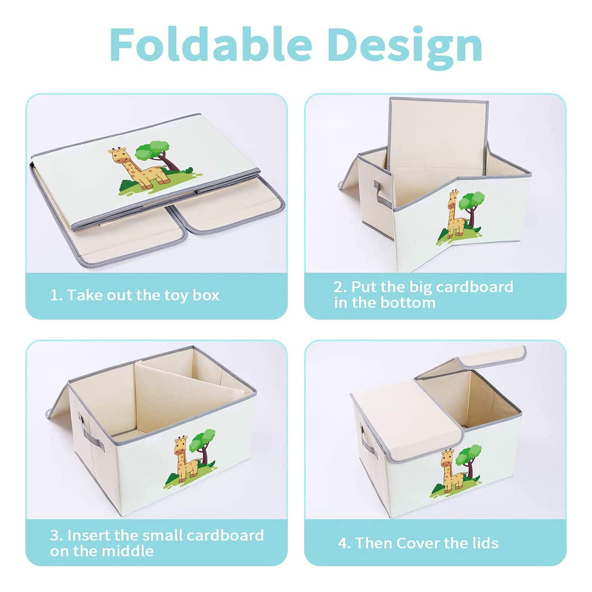Komplekt-2-broya-Sgavaemi-Kutii-za-Sahranenie-s-Kapak-i-Drazhki-GIRAFFE-za-Igrachki-Knizhki-Drehi-SN04-5 Комплект 2 броя Сгъваеми Кутии за Съхранение с Капак и Дръжки - GIRAFFE,  за Детски Играчки, Книжки, Дрехи - Image 6