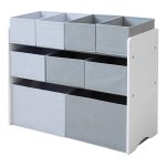 Органайзер за Играчки, Етажерка за Детска Стая, Шкаф, Секция с Кутии за Съхранение - Бяло, Сиво