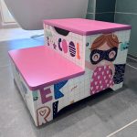 Детско Столче GINGER HOME, Дървено Стъпало на 2 Нива, Стълба за Детска Стая, розово, SUPER GIRL - Image 7