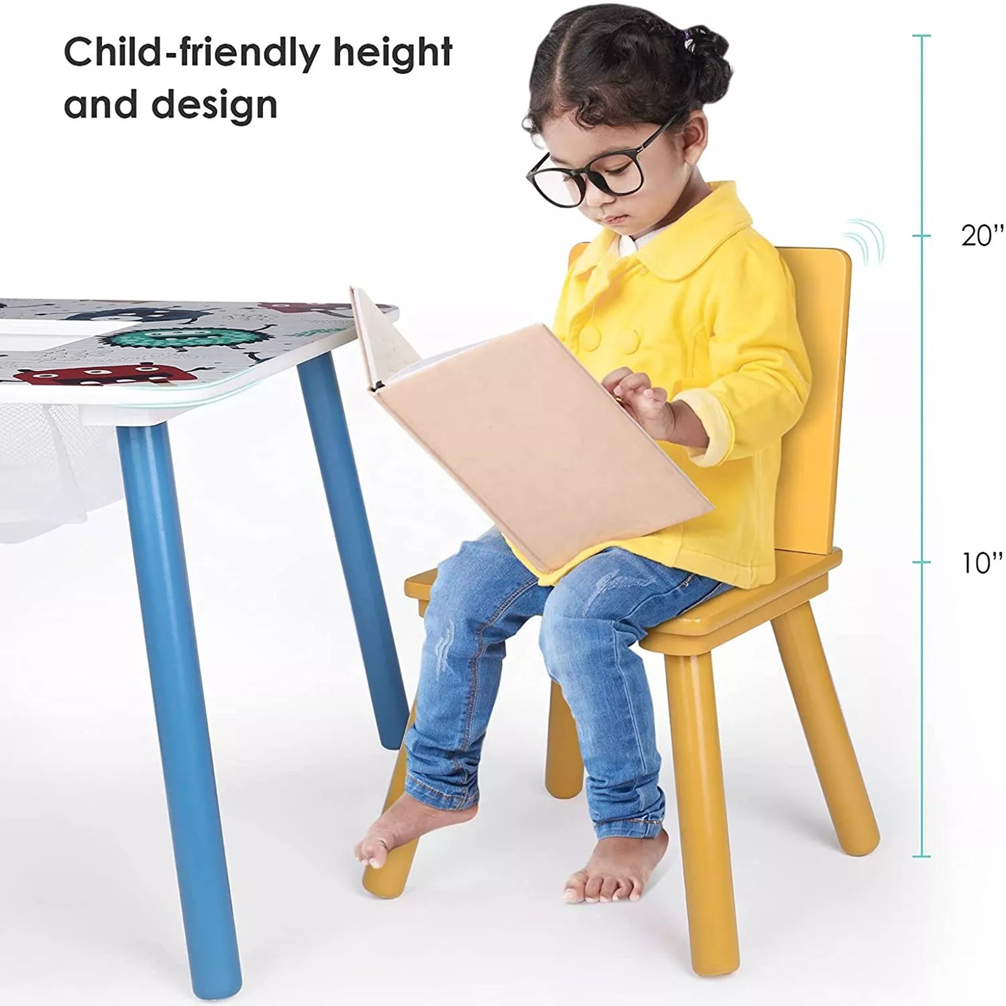 TF6051-15 Детска Дървена Маса с 2 Столчета, Комплект - за Игра, Рисуване, Хранене - GHOSTS - Image 5