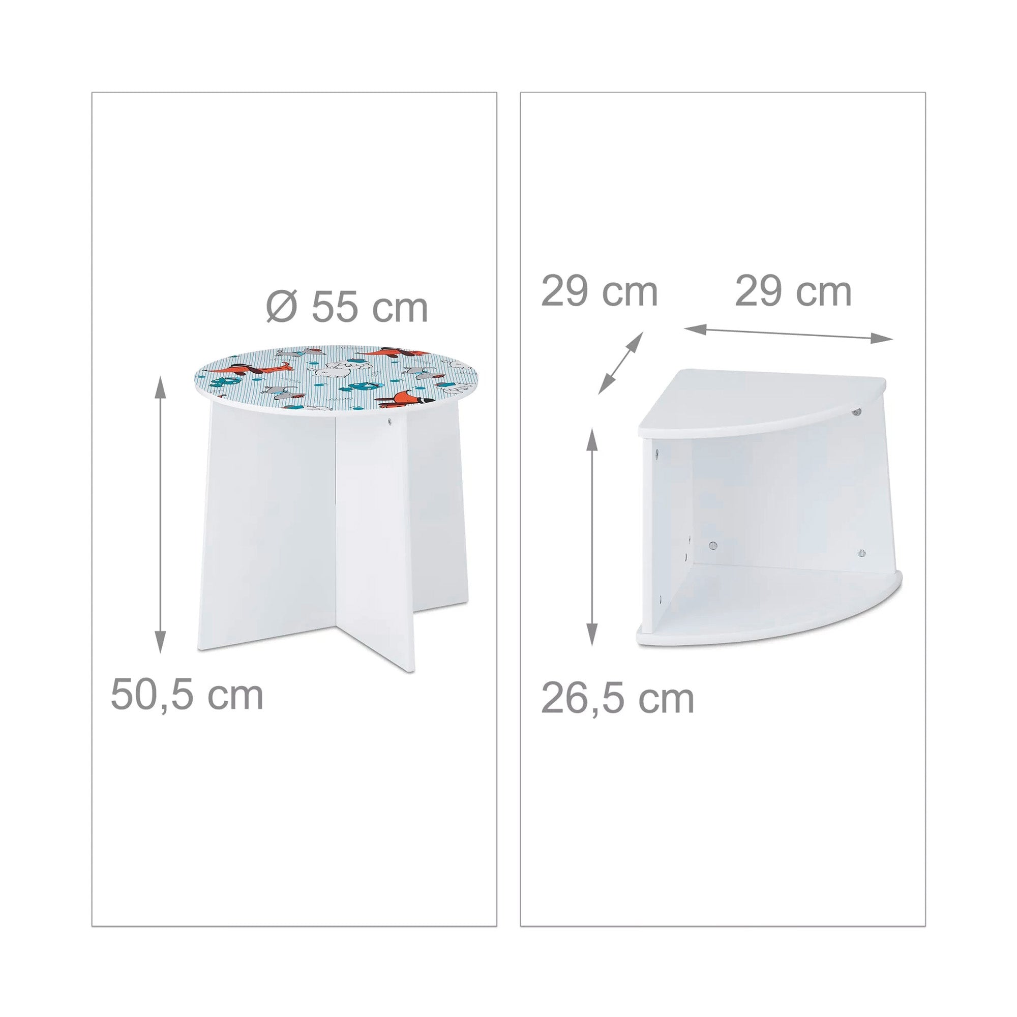 TF6208-5 Детска Дървена Маса, Кръгла с 4 Стабилни Столчета, Комплект с Компактен Дизайн - DOGS - Image 5