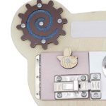 Дървен Бизи Борд Мече GINGER HOME, Монтесори Дъска за Фина Моторика, 30x39 см - Image 3