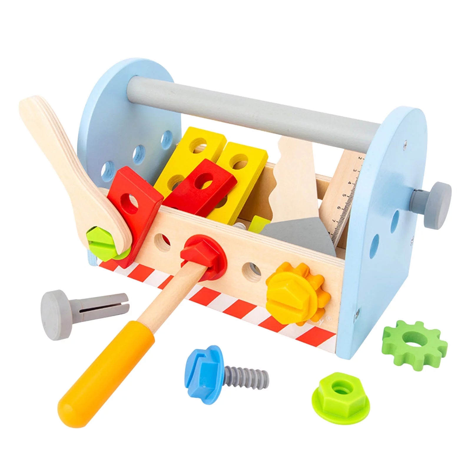 darveni-instrumenti-v-kutia-za-nosene-komplekt-za-igra-22-12-15-sm-W03D150 Дървени Инструменти в Кутия за Носене, Комплект за Игра, 22х12х15 см. - Image 1