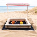 Детски Пясъчник GINGER HOME с Регулируем Покрив с UV Защита, 117x117x113 см, Дървен – Идеален за Игра на Открито - Image 12