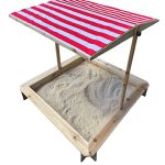 Детски Пясъчник GINGER HOME с Регулируем Покрив с UV Защита, 117x117x113 см, Дървен – Идеален за Игра на Открито - Image 2
