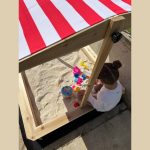 Детски Пясъчник GINGER HOME с Регулируем Покрив с UV Защита, 117x117x113 см, Дървен – Идеален за Игра на Открито - Image 6