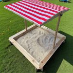 Детски Пясъчник GINGER HOME с Регулируем Покрив с UV Защита, 117x117x113 см, Дървен – Идеален за Игра на Открито - Image 19