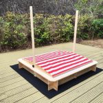 Детски Пясъчник GINGER HOME с Регулируем Покрив с UV Защита, 117x117x113 см, Дървен – Идеален за Игра на Открито - Image 14