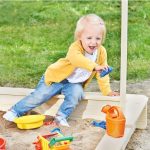 Детски Пясъчник GINGER HOME с Регулируем Покрив с UV Защита, 117x117x113 см, Дървен – Идеален за Игра на Открито - Image 9