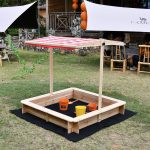 Детски Пясъчник GINGER HOME с Регулируем Покрив с UV Защита, 117x117x113 см, Дървен – Идеален за Игра на Открито - Image 17