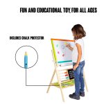 Детска Дървена Дъска, Статив 3 в 1 - Черна дъска, Магнитна Дъска, Бяла Дъска с Аксесоари - Image 13