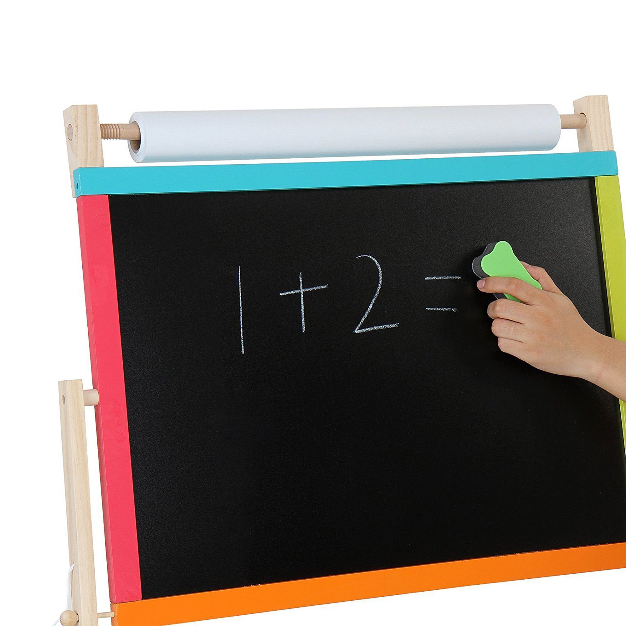 detska-darvena-daska-3-v1-cherna-daska-stativ-magnitna-daska-byala-daska-W12B103-5 Детска Дървена Дъска, Статив 3 в 1 - Черна дъска, Магнитна Дъска, Бяла Дъска с Аксесоари - Image 6