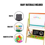 Детска Дървена Дъска, Статив 3 в 1 - Черна дъска, Магнитна Дъска, Бяла Дъска с Аксесоари - Image 9
