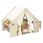 Детска Дървена Къща за Игра 6 в 1 GINGER HOME – Стол, Маса, Черна Дъска, Органайзер, Тента и Мека Подложка - Image 2