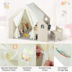 Детска Дървена Къща за Игра 6 в 1 GINGER HOME – Стол, Маса, Черна Дъска, Органайзер, Тента и Мека Подложка - Image 11