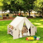 Детска Дървена Къща за Игра 6 в 1 GINGER HOME – Стол, Маса, Черна Дъска, Органайзер, Тента и Мека Подложка - Image 19