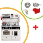 Детска Дървена Кухня GINGER HOME със Звук, Светлина, Бяла W10C493J - Image 8