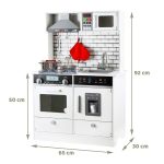 Детска Дървена Кухня GINGER HOME със Звук, Светлина, Бяла W10C493J - Image 13