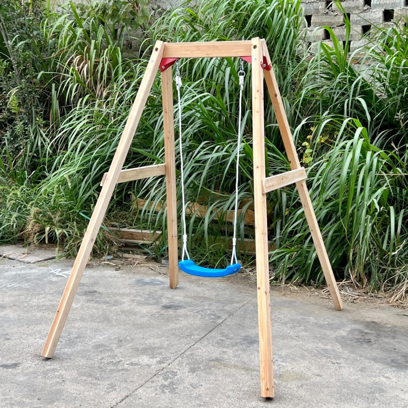 detska-darvena-lyulka-ginger-home-156x200x201-bezopasna-igra-na-otkrito-C672-3 Детска Дървена Люлка GINGER HOME, 156x200x201 см, Безопасна Игра на Открито - Image 4