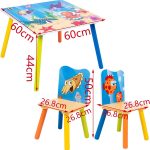 Детска Дървена Маса и Столчета GINGER HOME с Морски Животни - Комплект за Рисуване, Игра, Учене и Хранене - Image 15