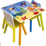 Детска Дървена Маса и Столчета GINGER HOME с Морски Животни - Комплект за Рисуване, Игра, Учене и Хранене - Image 3