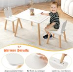 Детска Дървена Маса с 2 Столчета BUNNY, Комплект за Учене, Рисуване, Игра, Хранене, за Детска Стая, Бял - Image 11