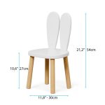 Детска Дървена Маса с 2 Столчета BUNNY, Комплект за Учене, Рисуване, Игра, Хранене, за Детска Стая, Бял - Image 17