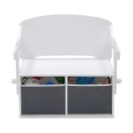 Детска Дървена Пейка, Бюро и Органайзер - 3 в 1 с Място за Съхранение - Бяло и Сиво - Image 9