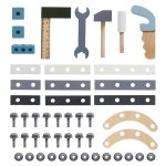 Детска Дървена Работилница с Инструменти, GINGER HOME, Синя, 46х26х67cm - Image 4