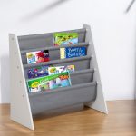Детска Етажерка за Книги и Играчки, Органайзер за Съхранение, Библиотека - WHITE/GREY - Image 4