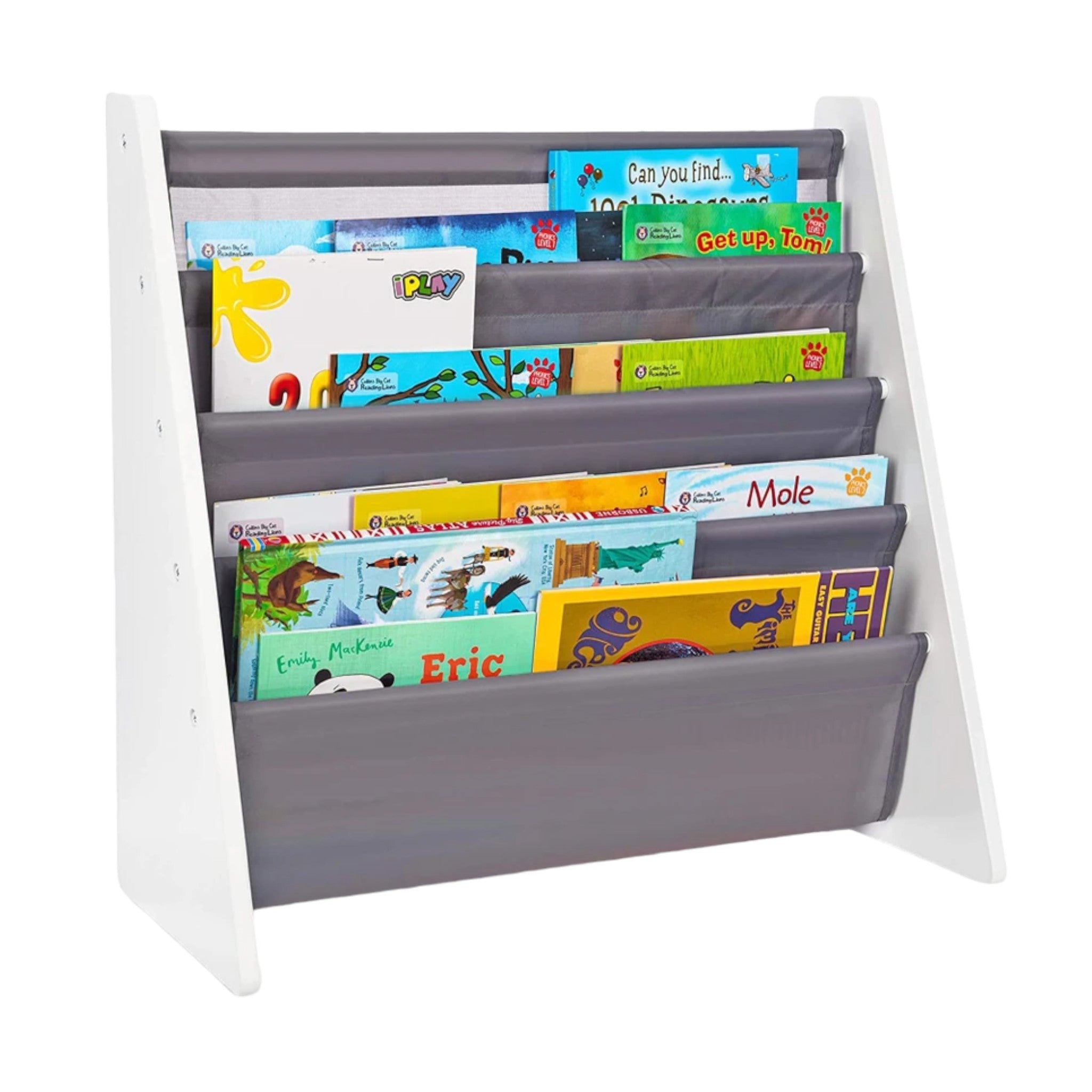 detska-etajerka-za-knigi-i-igrachki-organayzer-za-sahranenie-biblioteka-white-grey-JWTR-3029-WG Детска Етажерка за Книги и Играчки, Органайзер за Съхранение, Библиотека - WHITE/GREY - Image 1