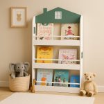 Детска Етажерка за Книги и Играчки GINGER HOME – Къщичка, 3 Рафта, Дърво, 60x12x106 см - Image 8