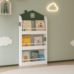 Детска Етажерка за Книги и Играчки GINGER HOME – Къщичка, 3 Рафта, Дърво, 60x12x106 см - Image 9