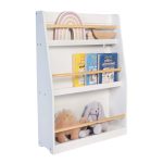 Детска Етажерка GINGER HOME, Дървен Органайзер за Книжки и Играчки, Бял Цвят, за Уютната Детска Стая