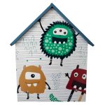 Детска етажерка GINGER HOME - Къщичка MONSTER, Синя за съхранение на играчки и книжки - Image 5
