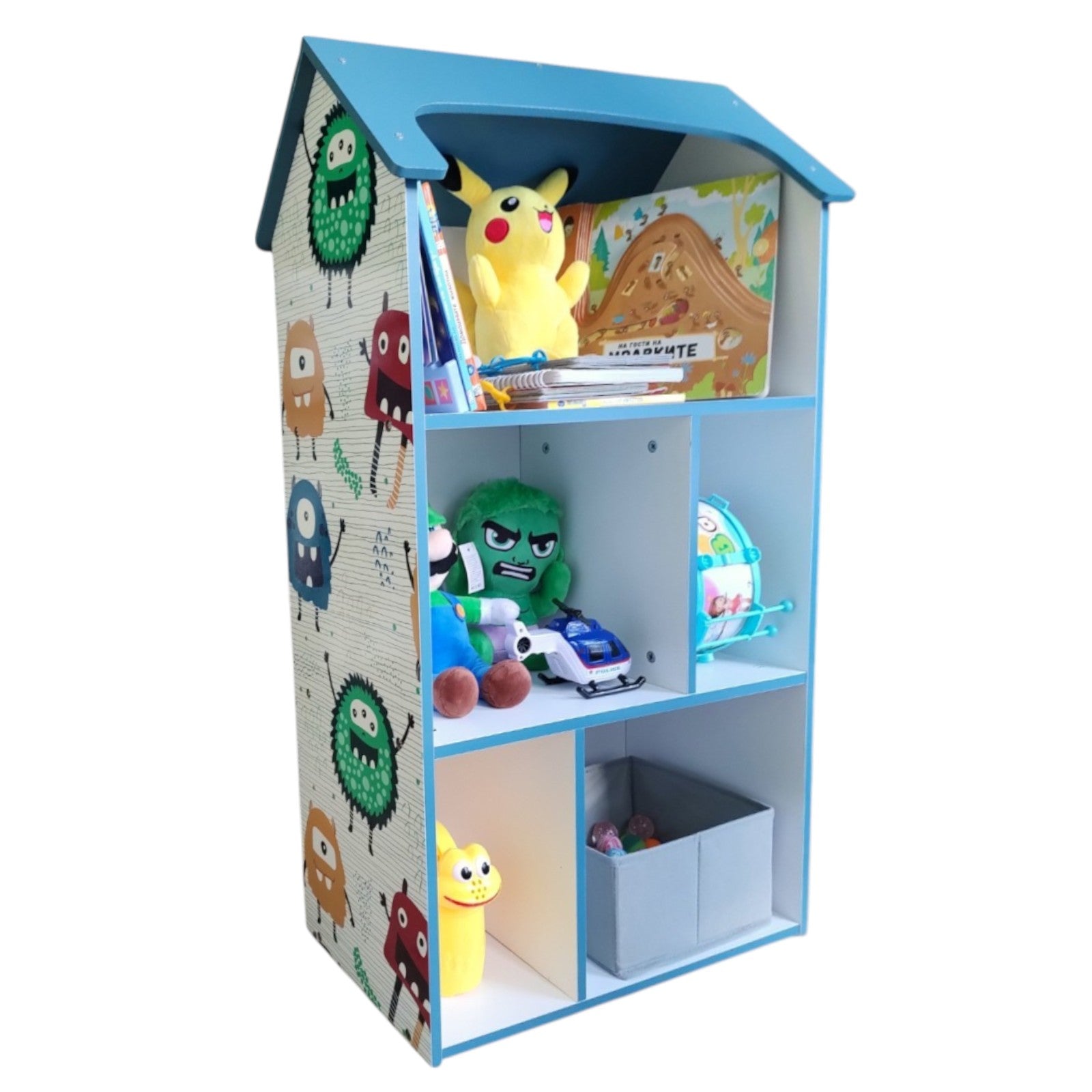 detska-etazherka-ginger-home-kashtichka-monster-sinya-za-sahranenie-na-igrachki-i-knizhki-TF5865-16 Детска етажерка GINGER HOME - Къщичка MONSTER, Синя за съхранение на играчки и книжки - Image 8