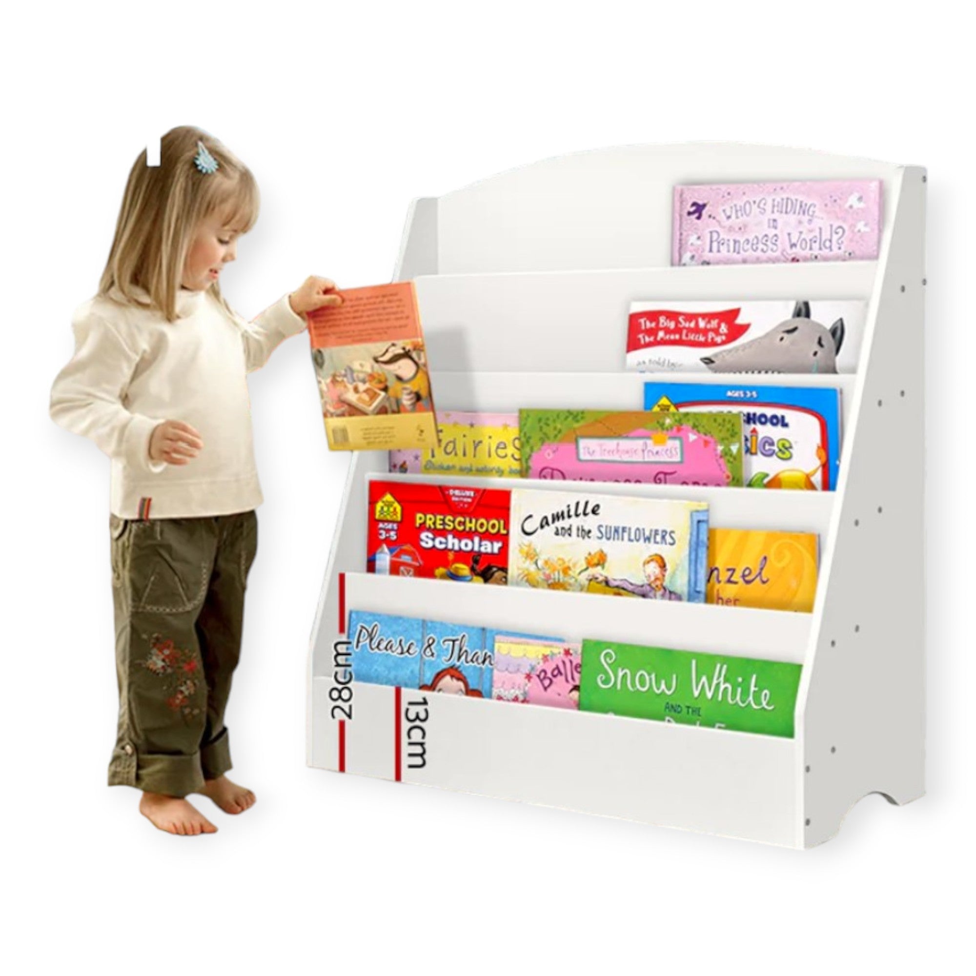 detska-etazherka-ginger-home-oraganayzer-s-raftove-za-knizhki-i-spisania-darvena-byala-80h30h80-sm-JWTR-3241-6 Детска Етажерка GINGER HOME, Органайзер с Рафтове за Книжки и Списания, Дървена, Бяла, 80х30х80 см. - Image 7