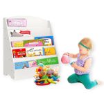 Детска Етажерка GINGER HOME, Органайзер с Рафтове за Книжки и Списания, Дървена, Бяла, 80х30х80 см. - Image 8