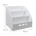 Детска Етажерка GINGER HOME с 3 Отделения за Съхранение на Книжки, Облак, Бяла - Image 5